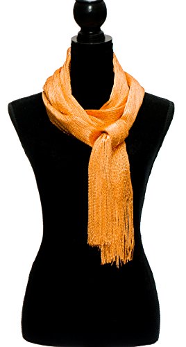 Shawls and Wraps for Evening Dresses, Metallic Sparkle Womens Wedding Orange Shawl