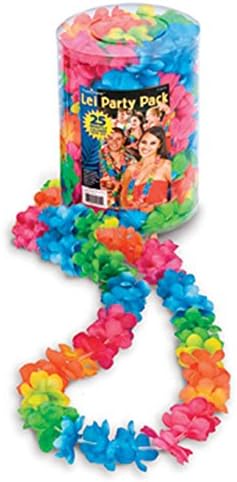 Hawaiian Multi-Colored Neon Lei Necklace Party Pack, 25 leis