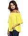 Romwe Womens Off The Shoulder Ruffle Half Sleeve Blouse Yellow L