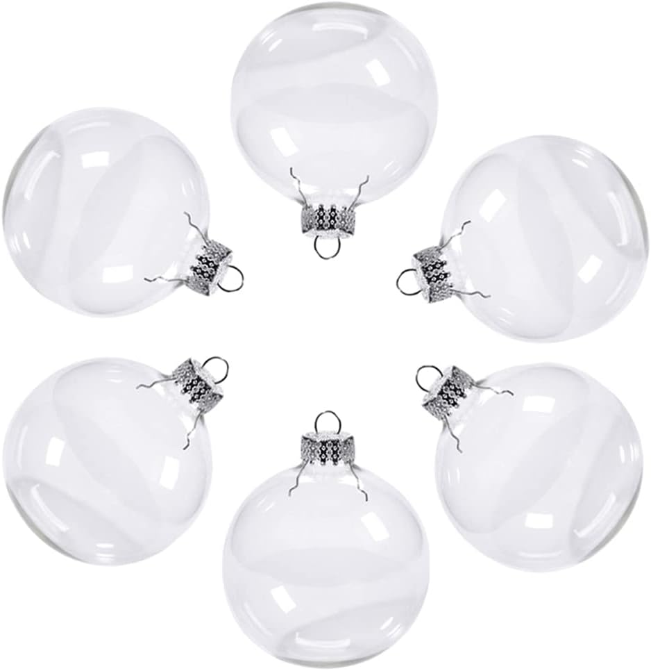 Ornaments - Hanging Clear Glass Ball Ornaments Christmas Tree Baubles 80mm (6 Pieces)