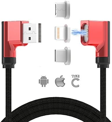 3 in 1 Magnetic Cable, WMZ Lightning+Type C+Micro Connectors USB Charging Cable and Data Transmission for Apple iPhone X/8/8Plus/7/7 Plus/6s SamsungS8 Android HTC Huawei 2.4A,Phone Charger Cable 3.3FT
