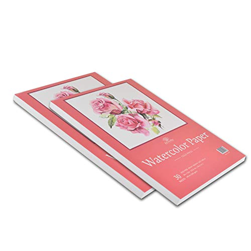 60 Sheets Total 9 x 12 Inch Watercolor Paper pad - 140lb Cold Press Watercolor Block