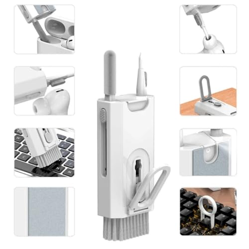 Kit de Limpeza Multifuncional para Eletrônicos – 8 em 1: Teclado, Fone de Ouvido, Telas, Pincel de Alta Densidade, Removedor de Teclas, Microfibra, e Suporte para Smartphone | SHOPNAL