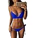 Sychle Women Bandage Push Up Swimsuit Two Piece Bikini Set Bathing Suit Thong (Large, Royal Blue)