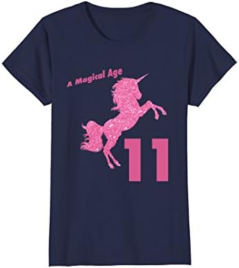 Womens Kids 11th Birthday Unicorn Gift T-Shirt for 11 Yr Old Girls Medium Navy