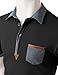 Doublju Mens denim collar pocket highlight short sleeves polo shirts