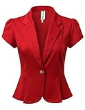 DRESSIS Womens Petal Short Sleeve Slim Fit Blazer Jacket w/ Single Button
