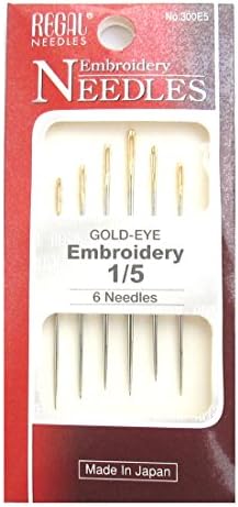 Embroidery needles size 1/5 Gold - [pack of 6 needles]