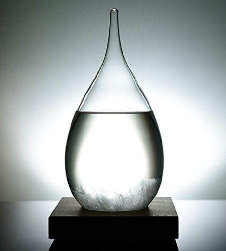 JJYOGA Halloween gifts Storm Glass, Crystal Drops Water Shape Weather Forecaster,Europe Weather Monitors Barometer,Wood Base (Large)