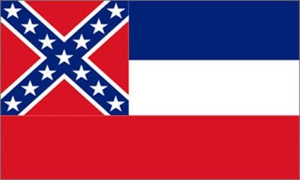 3x5 Foot Mississippi State Polyester Flag - Flagsmart 224 Canvas Header and Double Stitched - Mississippi MS Flags with Brass Grommets 3 X 5 Ft, Weather Resistant Durable, 100d Material