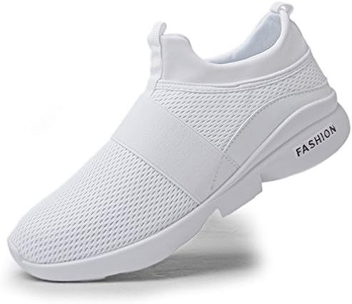 UTENAG Men's Athletic Running Shoes Sports Walking Fitness Casual Mesh Lightweight Breathable Fashion Sneakers 9.5 D(M) US/EU 43 B White
