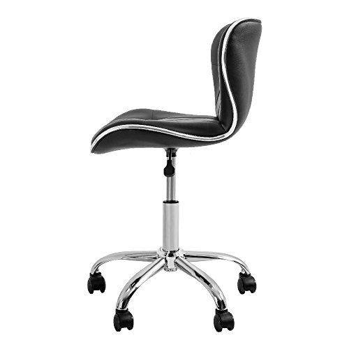 Stool with Adjustable Foot Rest Rolling Chair (Set of 2) (Black)