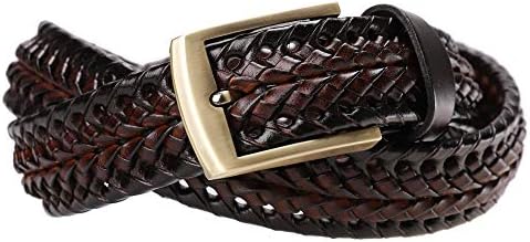 Tanpie Fashion Men's Braided Belt Leather Strap for Jeans
