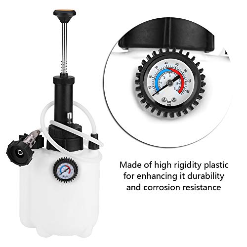 Zerone 3L Capacity Brake Fluid Bleeder, Manual Brake Bleeder Clutch Fluid Bleeder Bleeding Tool with Universal Adapter and Pressure Gauge for Most European Models