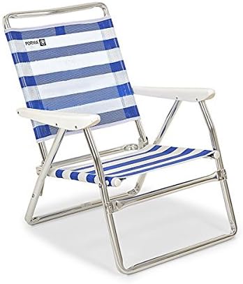 FORMA MARINE Beach Chair, Outdoor Chair, Folding, Anodized, Aluminium, Blue-White Stripes, Model 'Plaz' PA600BS