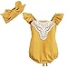 Baby Girls Romper Sunsuit Jumpsuit with Headband, Yellow, 6 Months