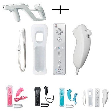 Stars Wiimote Built in Motion Plus Inside Remote Nunchuck Controller for Nintendo Wii Console Game , Pink