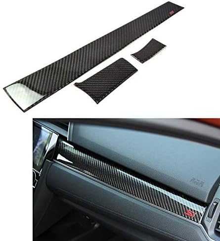Duoles Real Carbon Fiber Center Console Moulding Cover 3pcs for Honda Civic Si 2016-2019