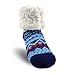 Pudus Nordic Blue Cozy Winter Slipper Socks for Women and Men with Non-Slip Grippers and Faux Fur Sherpa Fleece - Adult Regular Fuzzy Socks