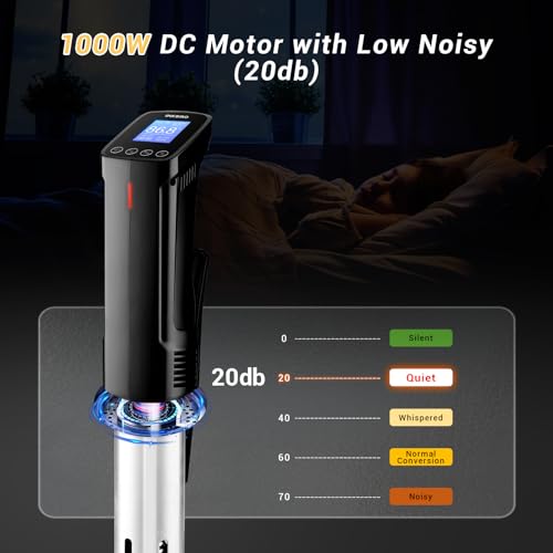 INKBIRD WiFi Sous Vide Cooker Machine ISV-100W, 1000 Watts Power Sous Vide Cooker, Accurate Temperature Time Control with Fast-Heating, Smart Wireless Immersion Circulator 14 Preset Recipes on APP