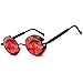 ZOGEEN Polarized Steampunk Round Sunglasses for Men Women Mirrored Lens Metal Frame S2671 (Black&Red)