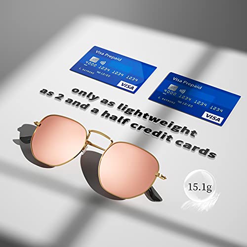 VOFO VISION Polarized Small Hexagon Sunglasses for Women Men UV Protection,Trendy Vintage Round Sunglasses VF7601