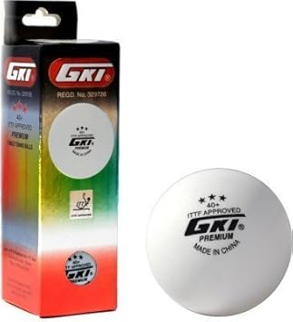 GKI Premium 3 Star 40 Table Tennis Ball, Box of 3 (White)