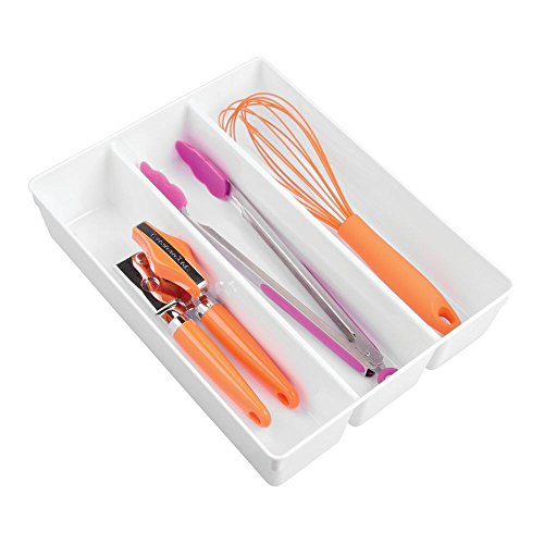 InterDesign Linus Grand Utensil Organizer for Flatware, Spatulas, Gadgets - 13.7" x 10.5" x 3", White