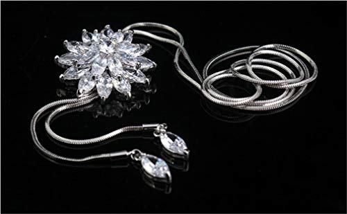Rurah Zircon Fringed Clover Sweater Chain Necklace Pendant Women Girl Ornaments Fashion with Clothing Accessories (3#)