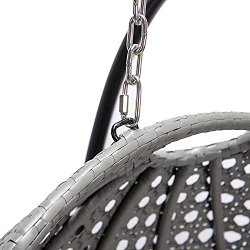 HOME DELUXE - Hängesessel Twin - Grau, Höhe 195 cm - inkl. Gestell, Sitz- und Rückenkissen I Polyrattan Hängestuhl Gartenschaukel Hängekorb – Bild 6