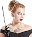 BABEYOND 1920s Gatsby Multilayer Imitation Pearl Necklace Vintage Bridal Pearl Necklace