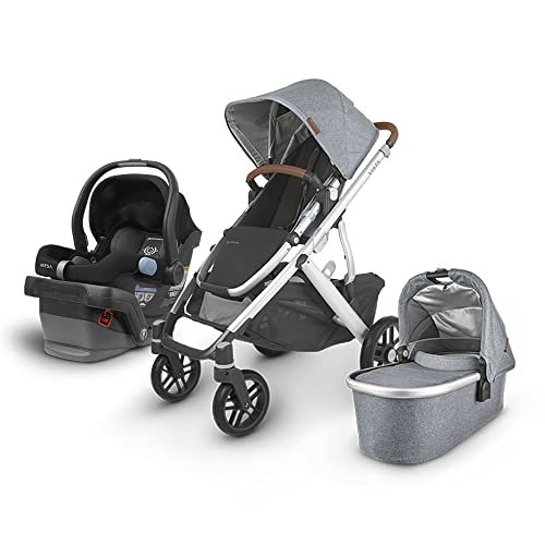 Vista V2 Stroller - Gregory (Blue Melange/Silver/Saddle Leather)+ MESA Infant Car Seat - Jake (Black)