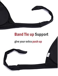 COLO Traje de baño básico con cordones y cuello en V acolchado, parte superior de bikini triangular, color negro, blanco y rojo