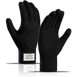2 Pairs Winter Gloves for Men Women Touch Screen Elastic Thermal Knit Lining Warm Gloves for Cold Weather