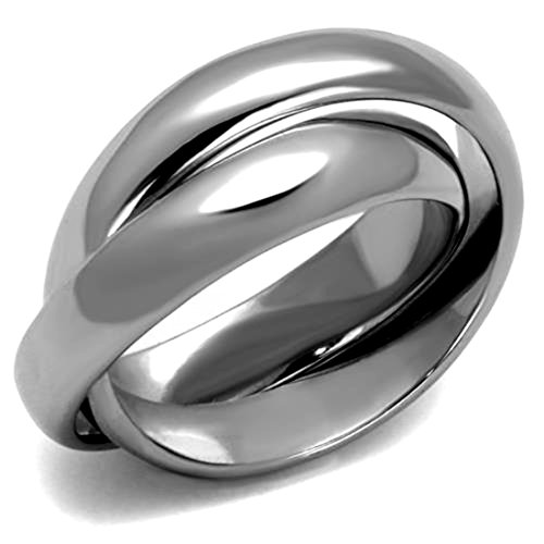 Stainless Steel Interlocking Rolling Intertwined Double Band Ring