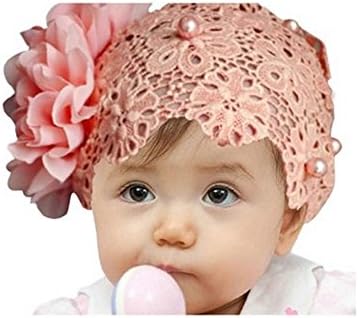 SBParts Cute Baby Girl Pink Flower with Beads Center Headband Hair Band Accessory