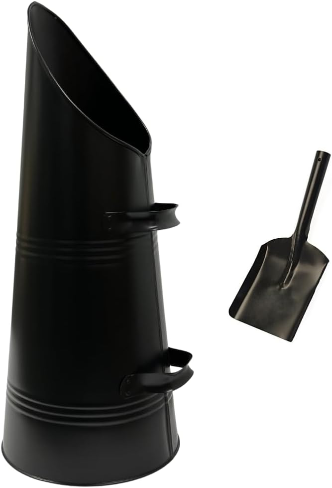 Trendi Heavy Duty Coal Hod Bucket Scuttle Black Metal Fireplace Fire Side Ash