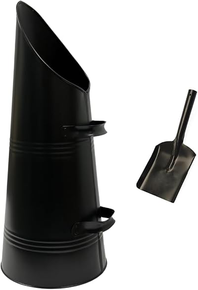Trendi Heavy Duty Coal Hod Bucket Scuttle Black Metal Fireplace Fire Side Ash