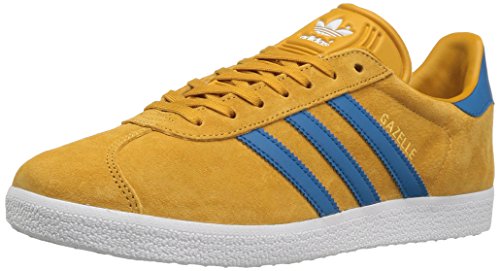 adidas Originals Men's Gazelle Fashion Sneaker, St Nomad Brown/Yellow Core Blue/White, 11 M US