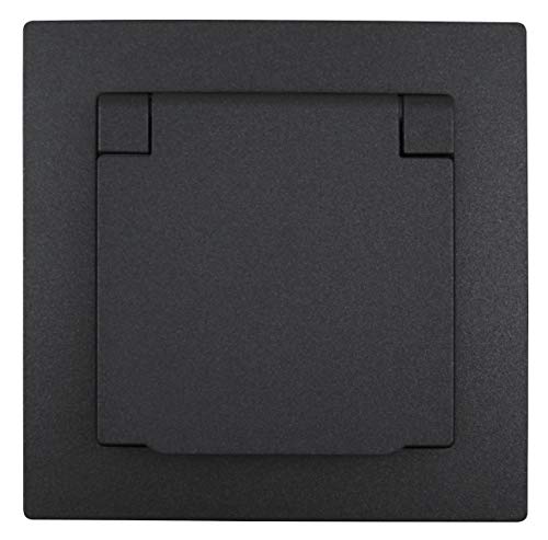MC POWER - Schutzkontakt-Steckdose IP44 | FLAIR | 250V~/16A, UP, Klappdeckel, anthrazit, matt