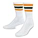 Men's Sports Stripes Cotton Half Cushion Crew Socks 3-pair Pack (White), Sock Size 10-13, Shoe Size 8-12