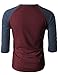 H2H Men's Color Blocked Raglan 3/4 Sleeve Baseball Jersey Knit Shirt WINENAVY US L/Asia XL (CMTTS0174)