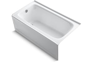 KOHLER 1150-LA-0 Bancroft 60" x 32" Acrylic Alcove Bathtub with Integral Flange and Left-Hand Drain, Integral Apron, White