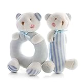 SHILOH Baby Soft Rattle Plush Toy 2 count Blue Bear 5.6in4in