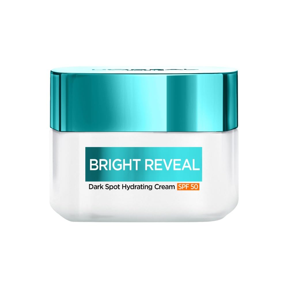 L'Oréal Paris Bright Reveal Dark Spot Hydrating Cream SPF 50 for Face, UV Filters with Patented Mexoryl 400, 5.6% Moisturising Complex and 2% Niacinamide, Protects Brightens and Evens Skin Tone, 50ml
