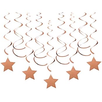Amazon Com Rose Gold Star Hanging Swirl Decorations For Ceiling