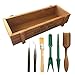 Huouo 8.8 Inches Wood Planter Succulent Container Box with 6 Pcs Mini Garden Planting Hand Tools Set