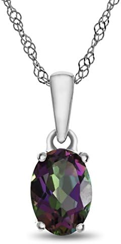FJC FinejewelersSolid 10k White Gold 7x5mm Oval Center Stone Pendant Necklace