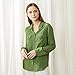 LilySilk Women's 100% Silk Blouse Long Sleeve Ladies Shirts 18 Momme Silk Kale Green Size M