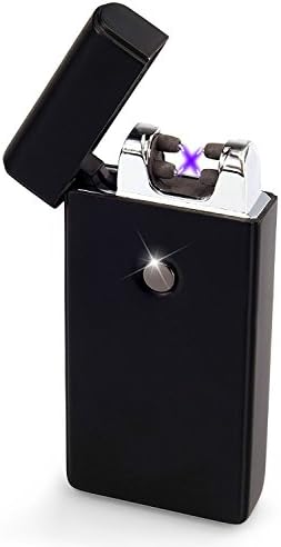 Electronic Lighter in Innovative Design, Dual Arc, USB Rechargeable Windproof, USB cable included, Elegant Gift Box (Matte Black)